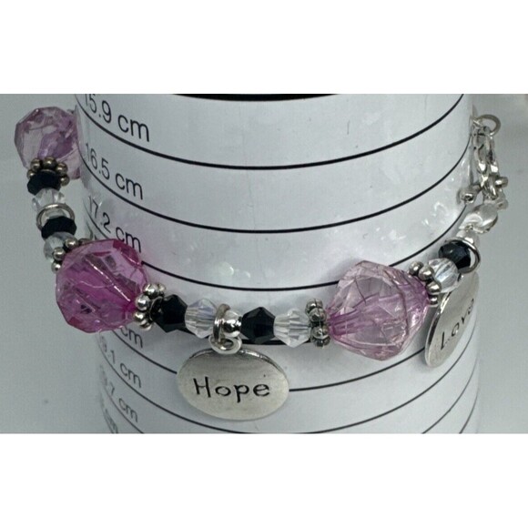 Bracelet and Earring Set Light Pink Dark Pink Glass Beads Charms Toggle Clasp - Picture 10 of 12